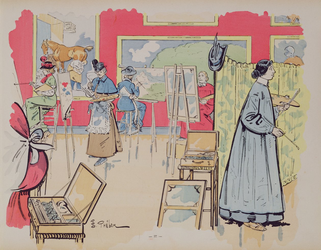 Festészeti osztályba járó hölgyek, 1902 alkotó: E. Thelem
