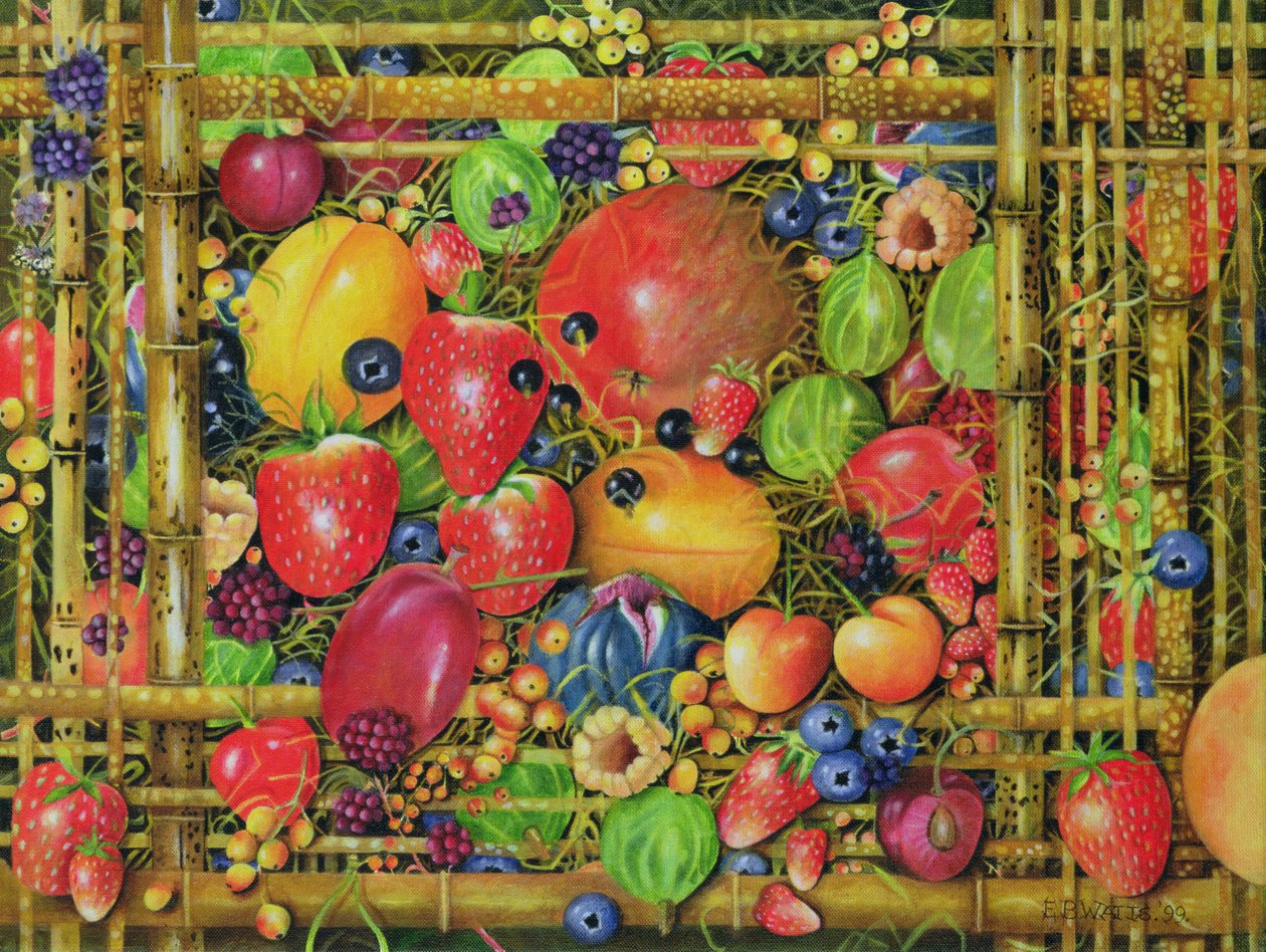 Fruit in Bamboo Box, 1999 (akril, vászon) alkotó: E.B. Watts