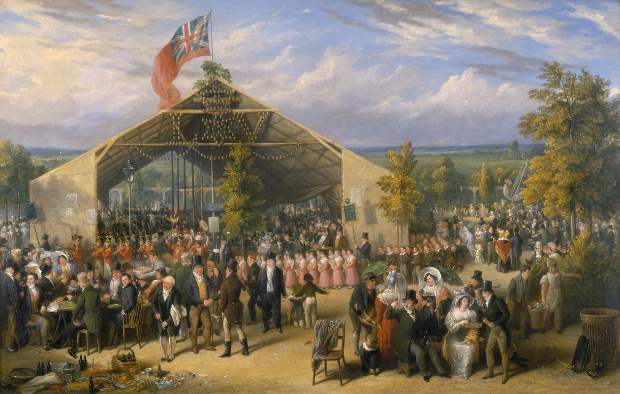 „Az engedélyezett áldozóiskola éves ünnepe”, 1831 alkotó: EF Lambert