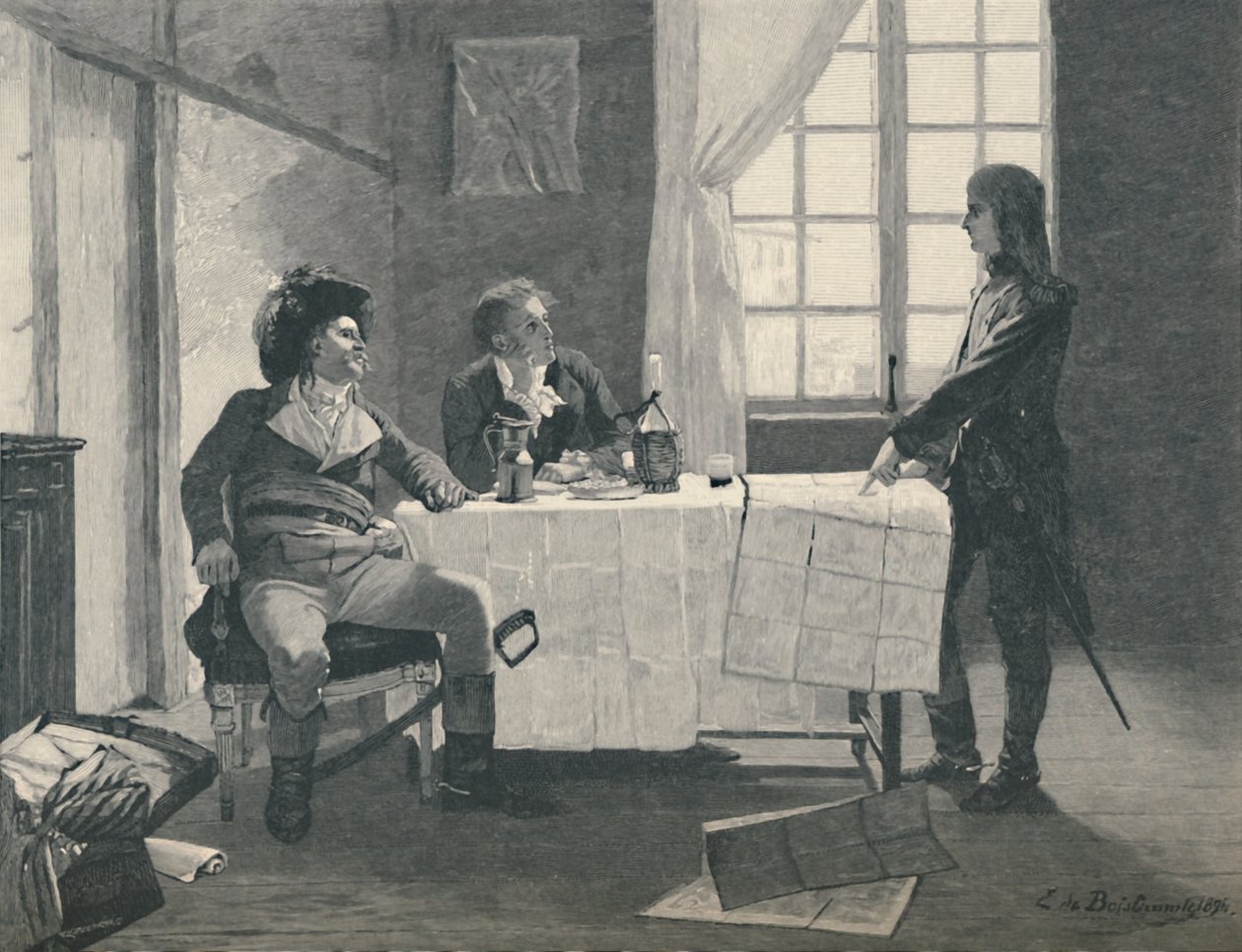"Bonaparte, Turreau és Volney Nizzában 1793-ban", 1896 alkotó: E.G.H. Del