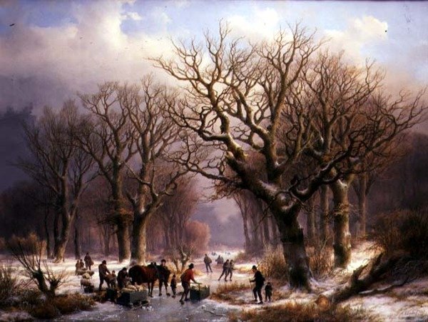 Téli táj (olaj, vászon) alkotó: E.J. and Klombeck J.B. Verboeckhoven