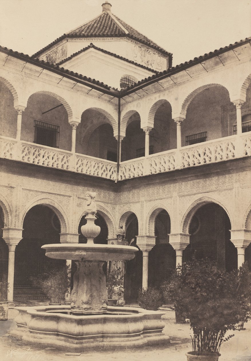 Spanyolország. Sevilla, a Pilátus-házként ismert Medina Celi herceg házának udvara alkotó: E.K. Tenison