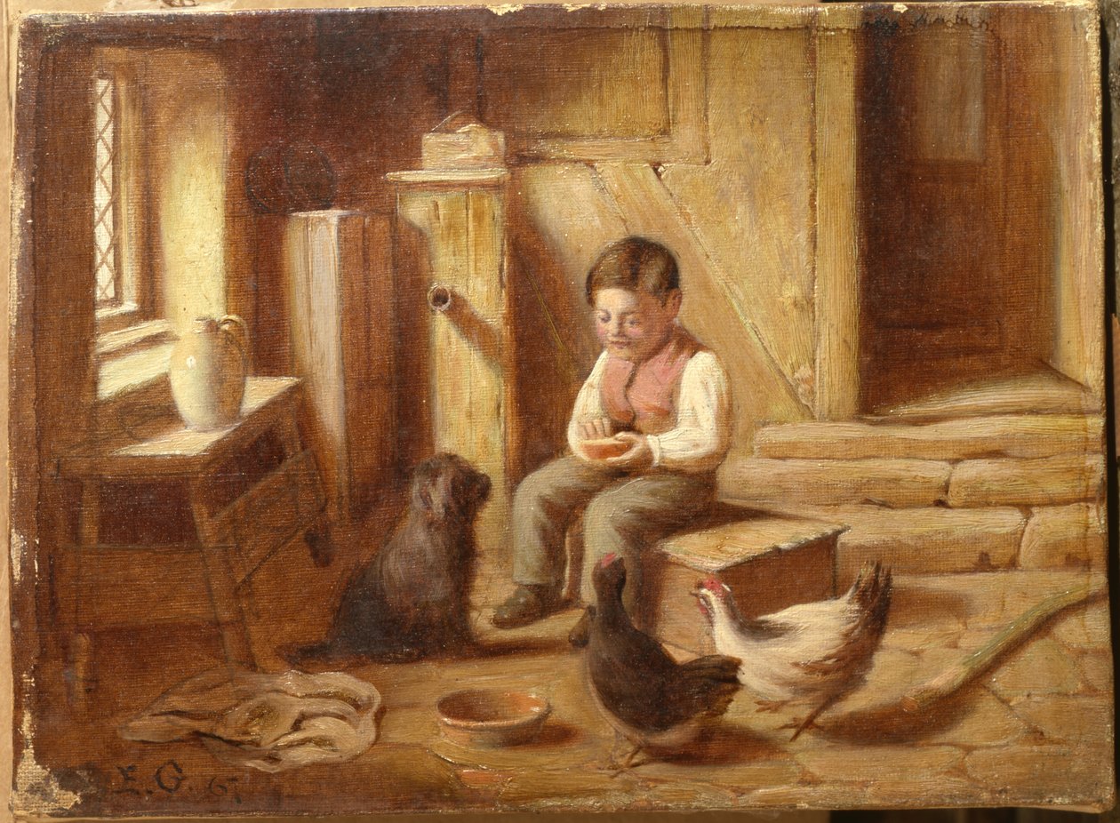 A tyúk etetése alkotó: E.S. Greig