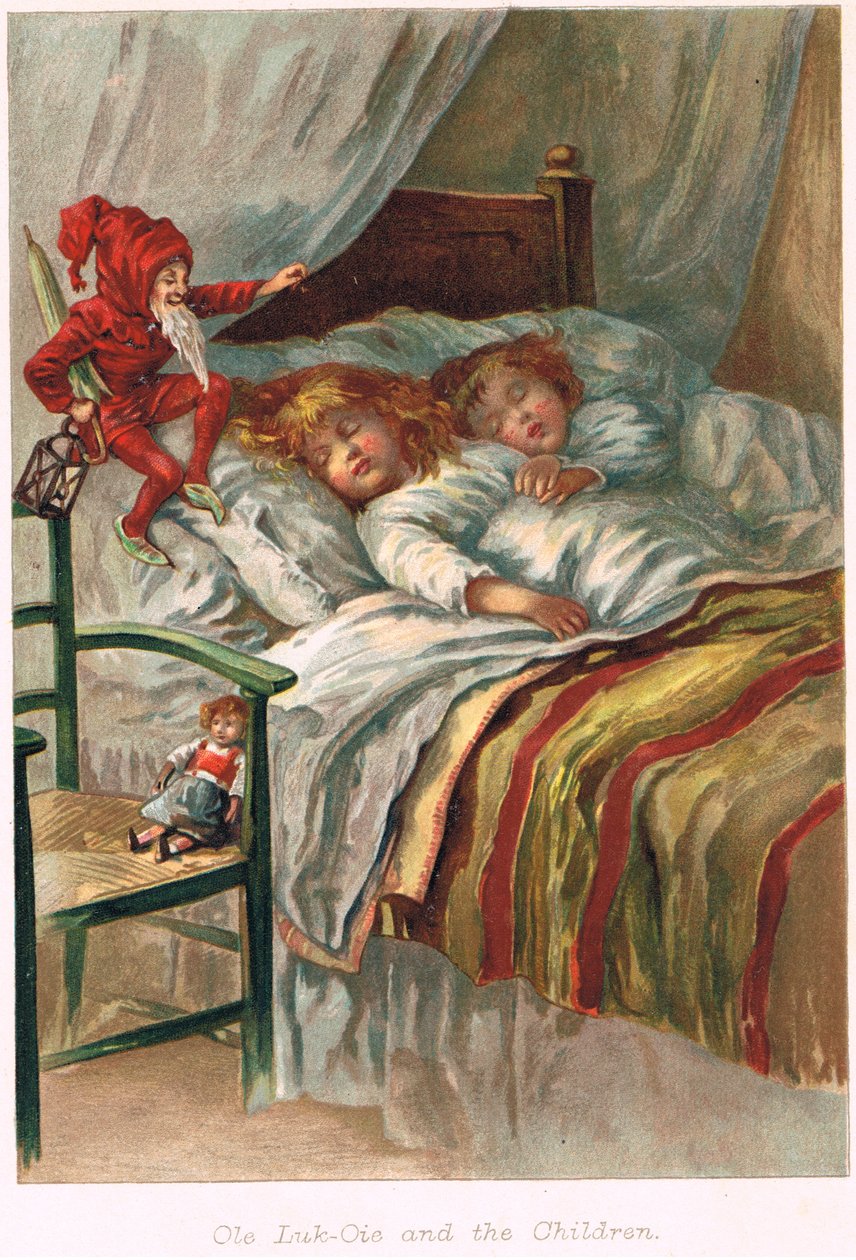 Ole-Luk-Oie Hans Christian Andersen Tündérmesék egyik kiadásában, 1900 körül alkotó: E.S. Hardy