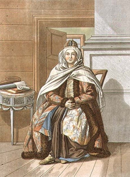 Tomszki tatár nő, Jegor Skotnikoff (1782-1843) metszete (litho) alkotó: E. (after) Karnejeff