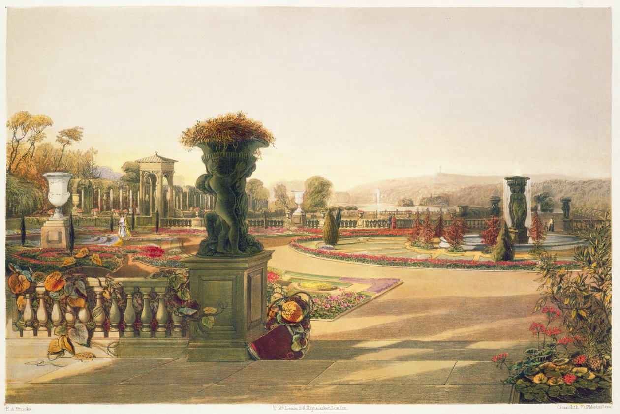 The Parterre, Trentham Hall Gardens, pub. írta Thomas McLean alkotó: E. Adveno Brooke