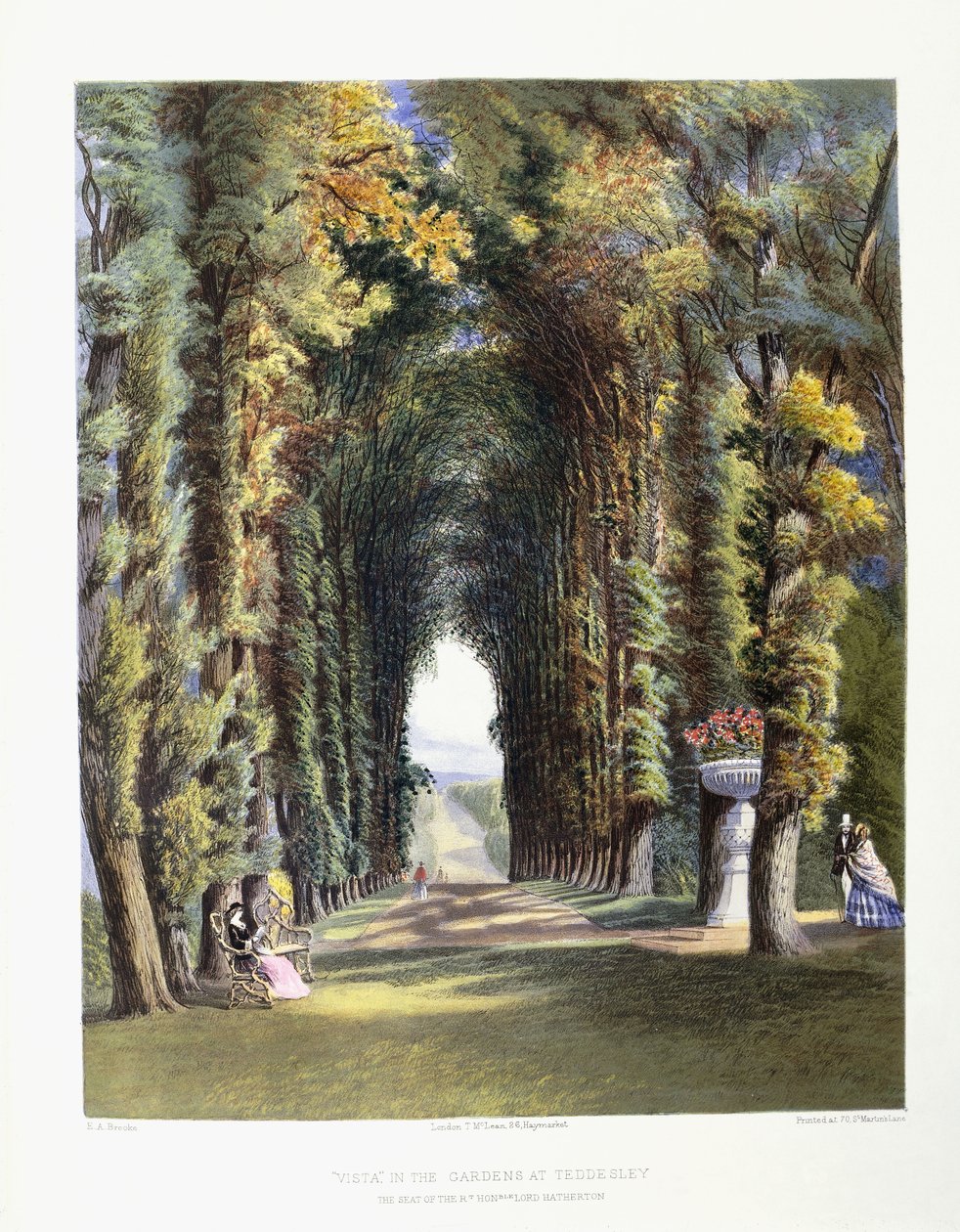 Vista" a Gardens of Teddesley-ben, a méltóságos Lord Hatherton székhelye, 1857 alkotó: E. Adveno Brooke