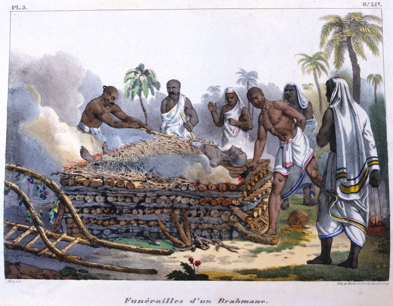 Brahmin temetés, India, 19. század közepe alkotó: E Beau