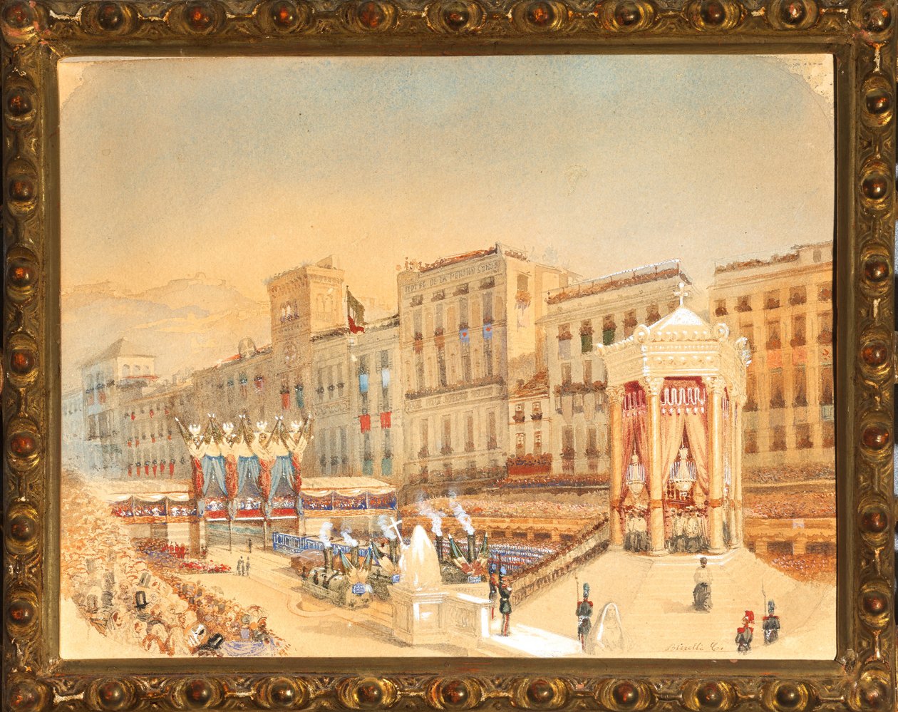 A Ligure-szubalpin vasút felavatása, Genova, február 20 alkotó: E. Binelli