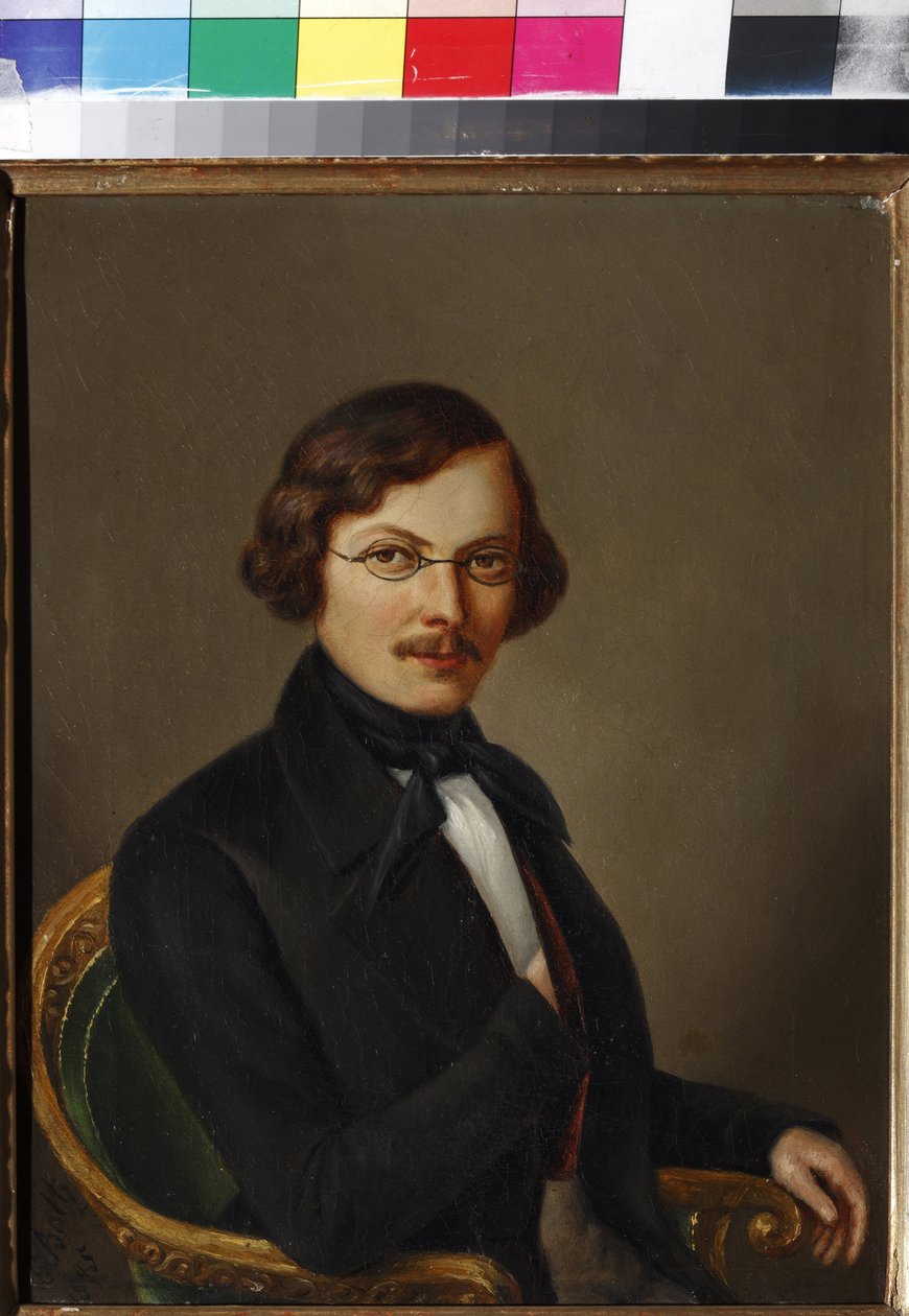 Nyikolaj Gogol (1809-1852) szerző portréja par Boltz, E. (aktív 19. század közepe). Olajfestmény alkotó: E. Boltz