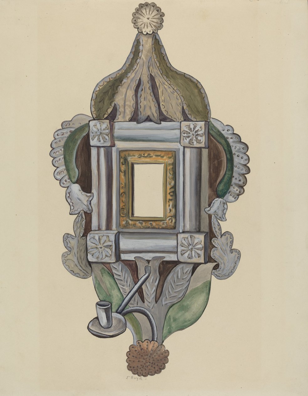 Gyertyatartó tükörrel alkotó: E. Boyd