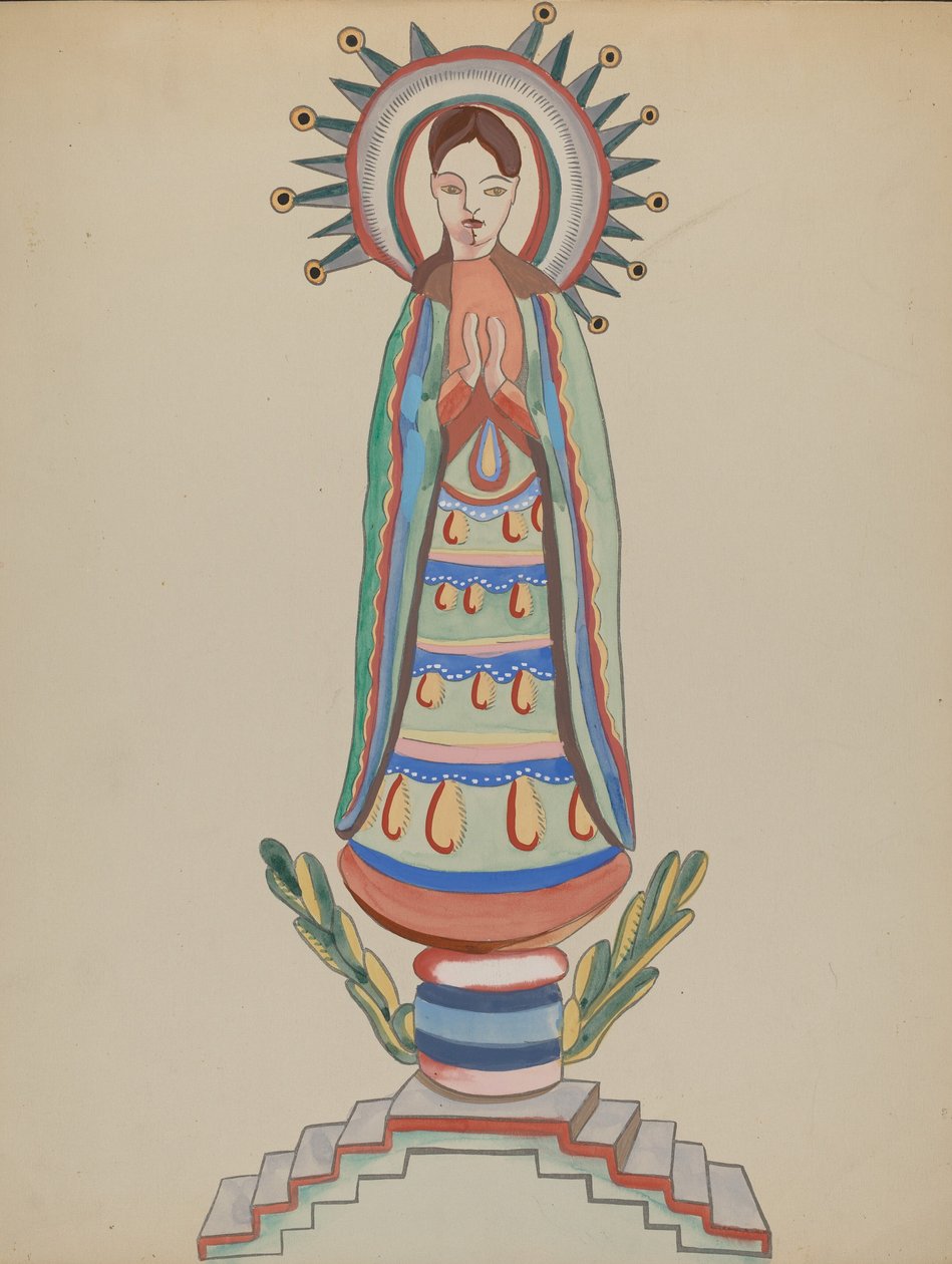 New Mexico, "Bulto", polikróm fafigura alkotó: E. Boyd