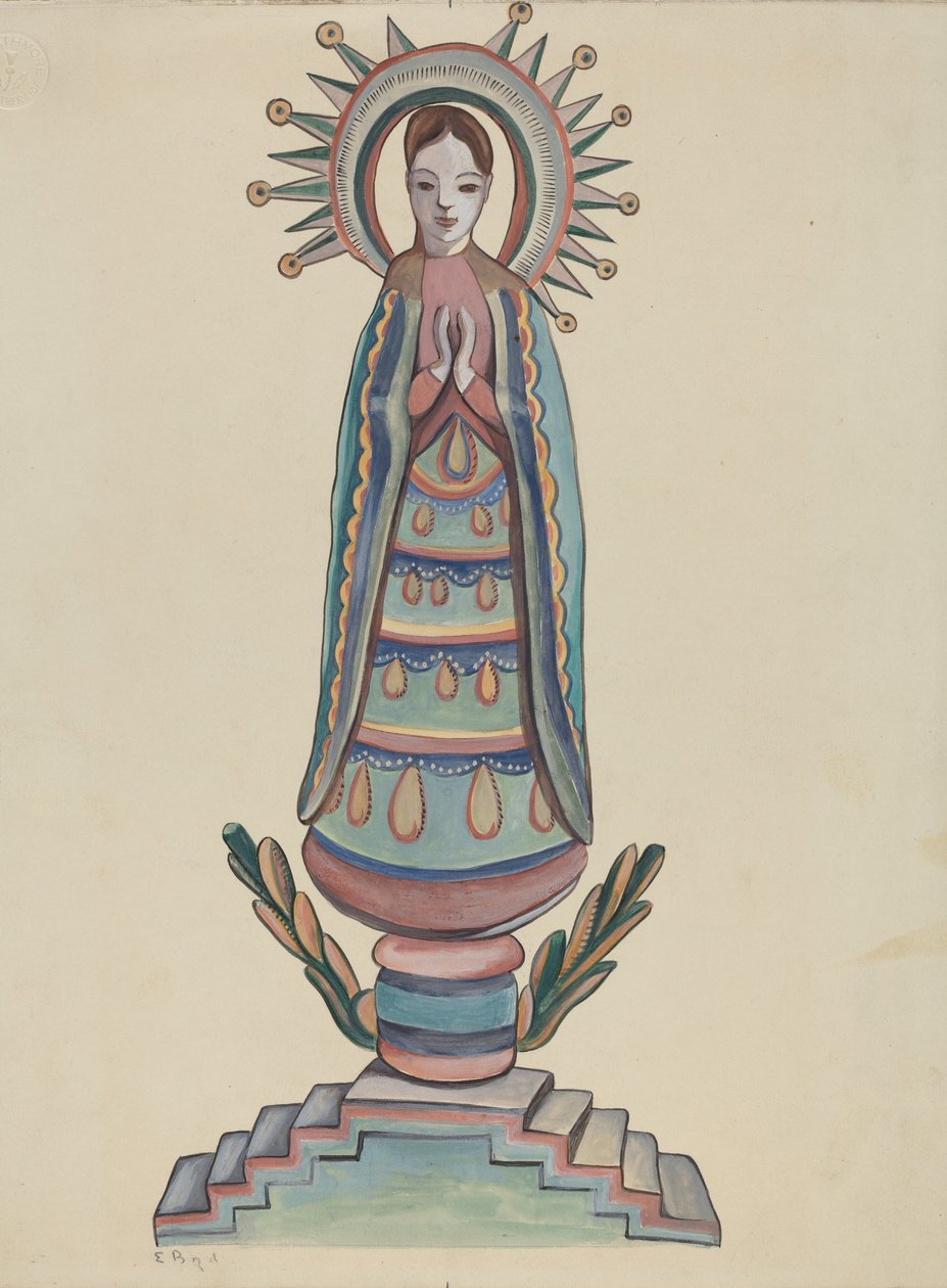 New Mexico, Bulto, polikróm fafigura, 19351942. alkotó: E. Boyd