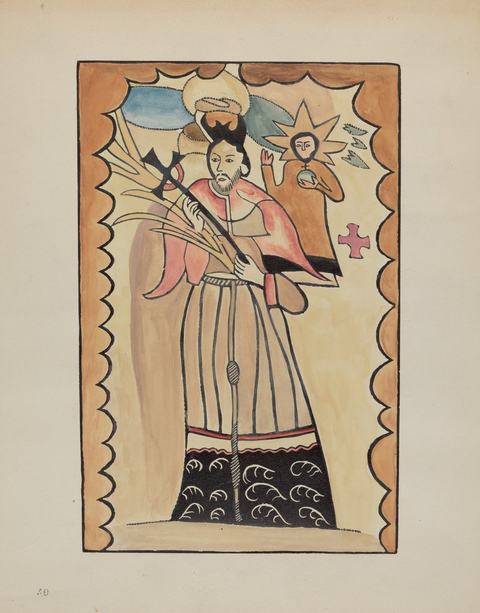 Nepomucene Szent János – Bivalybőrre festve 1800 előtt, 19351942. alkotó: E. Boyd