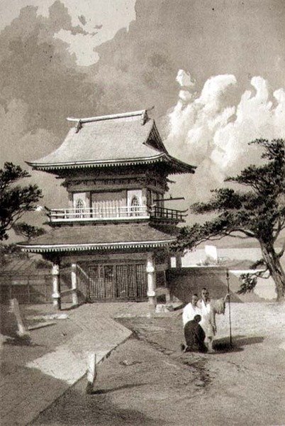 A hakotadi templom bejárata, Sarony és Társai kiadó, 1856 körül (litográfia) alkotó: E. Brown