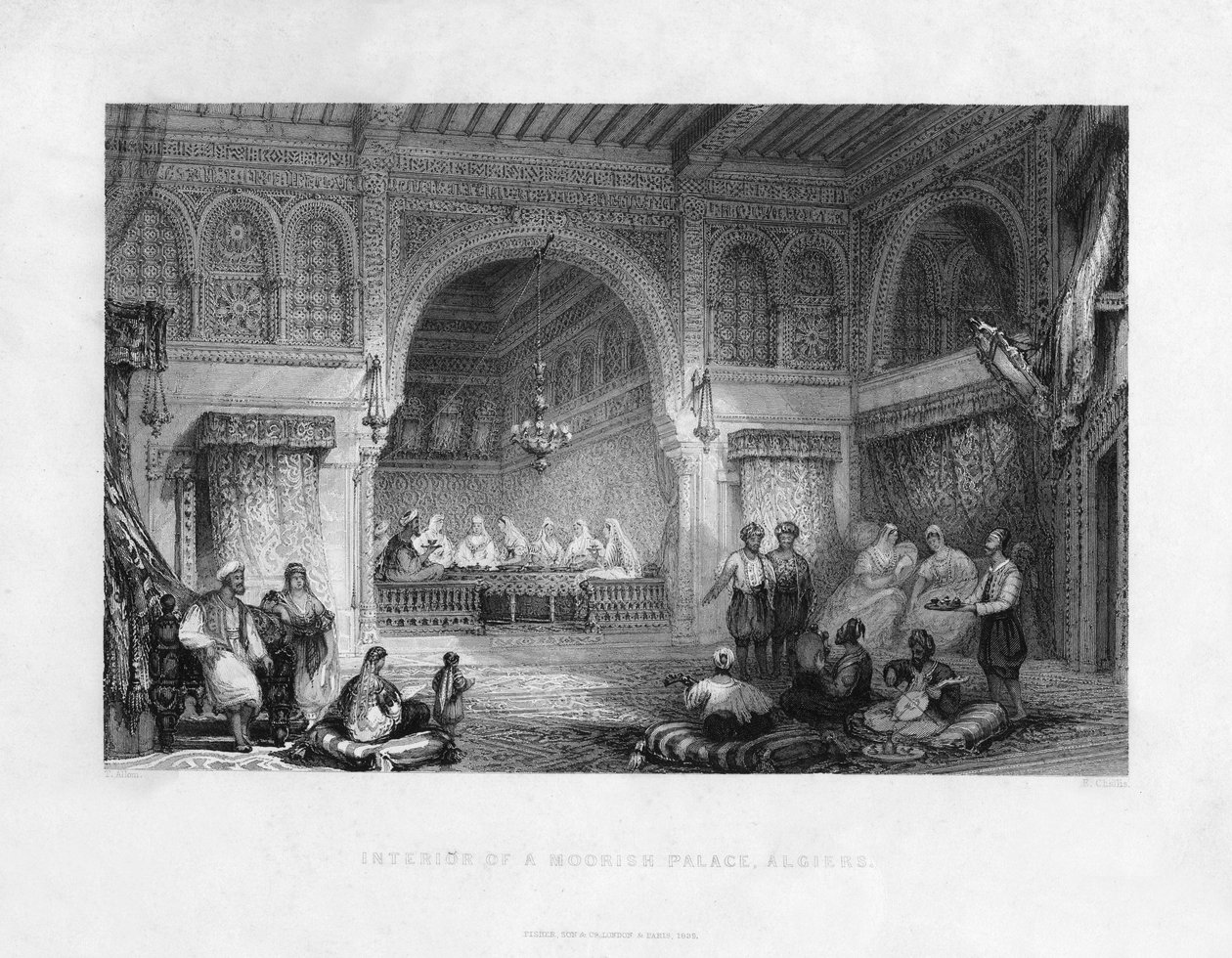 Egy mór palota belseje, Algír, Algéria, 1839 alkotó: E. Challis