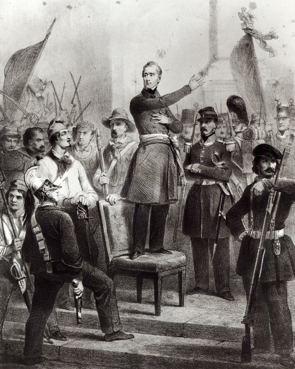 Alphonse de Lamartine a városházán alkotó: E. Charpentier