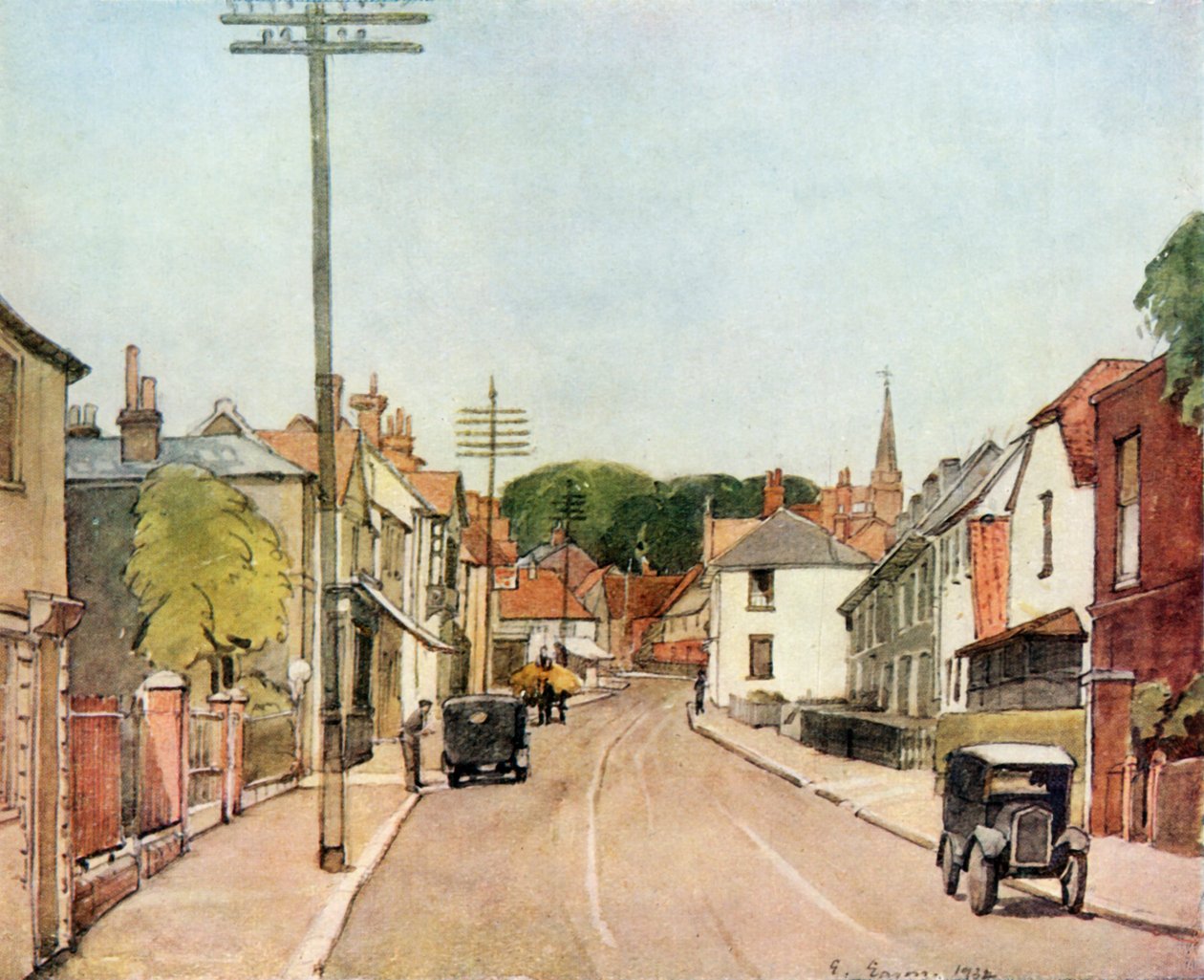 „Essexi falu: Ongar High Street”, 1943. alkotó: E. Eason
