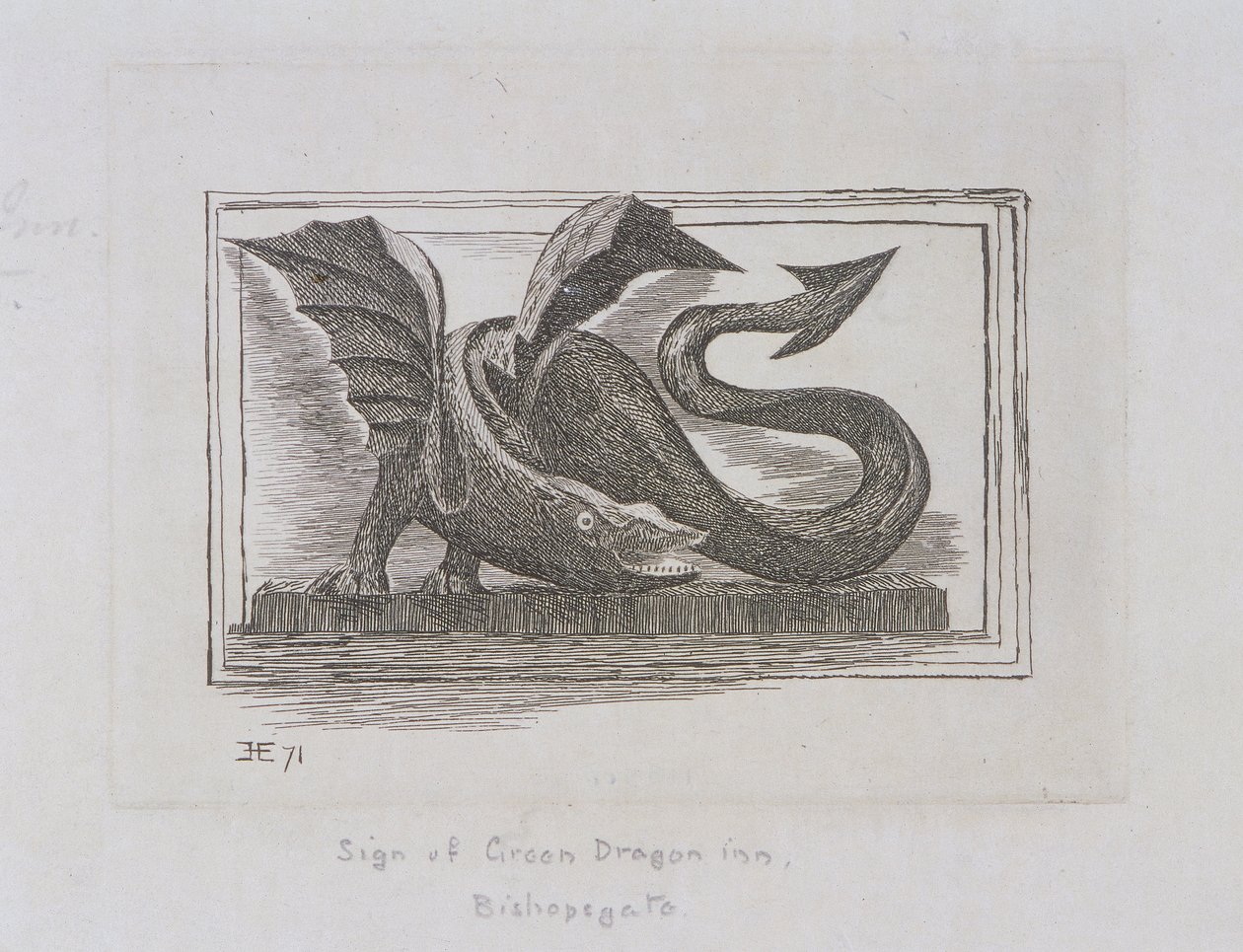 A Green Dragon Inn jele, Bishopsgate, London, 1871 alkotó: E Edwards