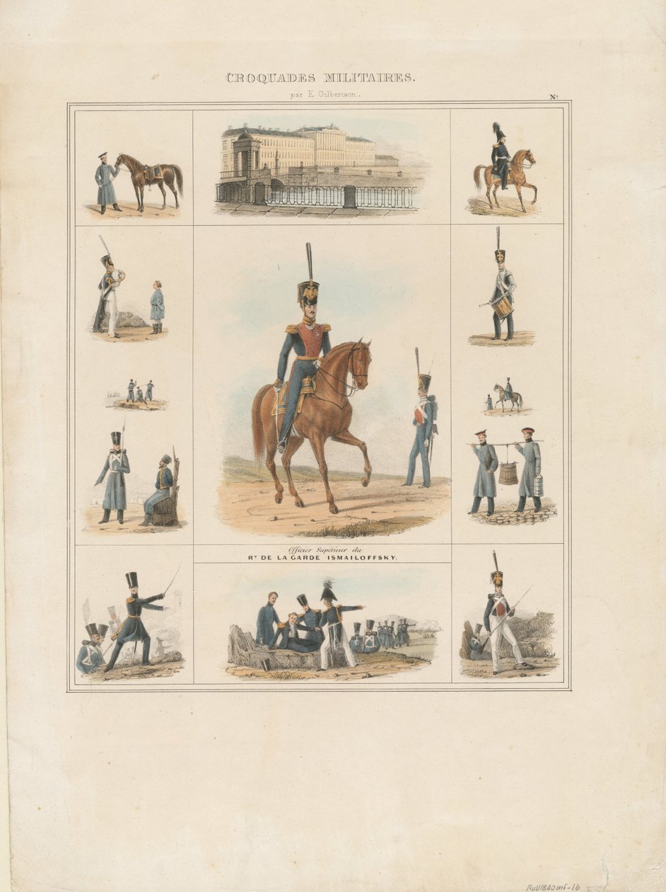 Az Izmailovszkij-ezred egyenruhái, 1840 alkotó: E. Gilbertson