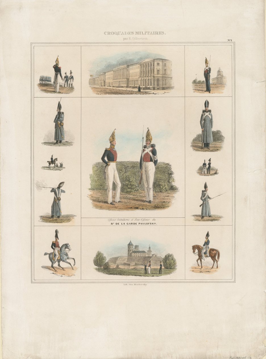 A Pavlovszkij-őrezred, 1840 alkotó: E. Gilbertson