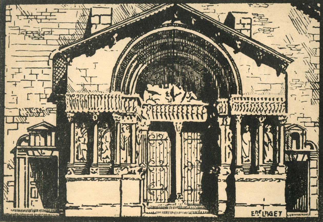 „St-Trophime – Le Portail – A St-Trophime templom portálja”, 1920-as évek. alkotó: E Laget