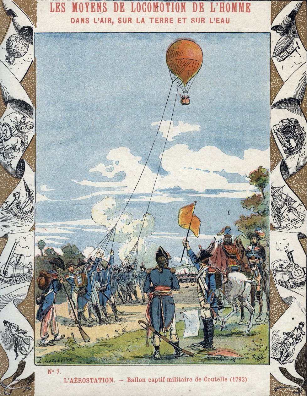 Jean Marie Joseph (Jean-Marie-Joseph) Coutelle (1748-1835) francia mérnök által épített ballon a francia forradalmi seregek számára, hogy kémkedjenek ellenségeik után alkotó: E. Letellier