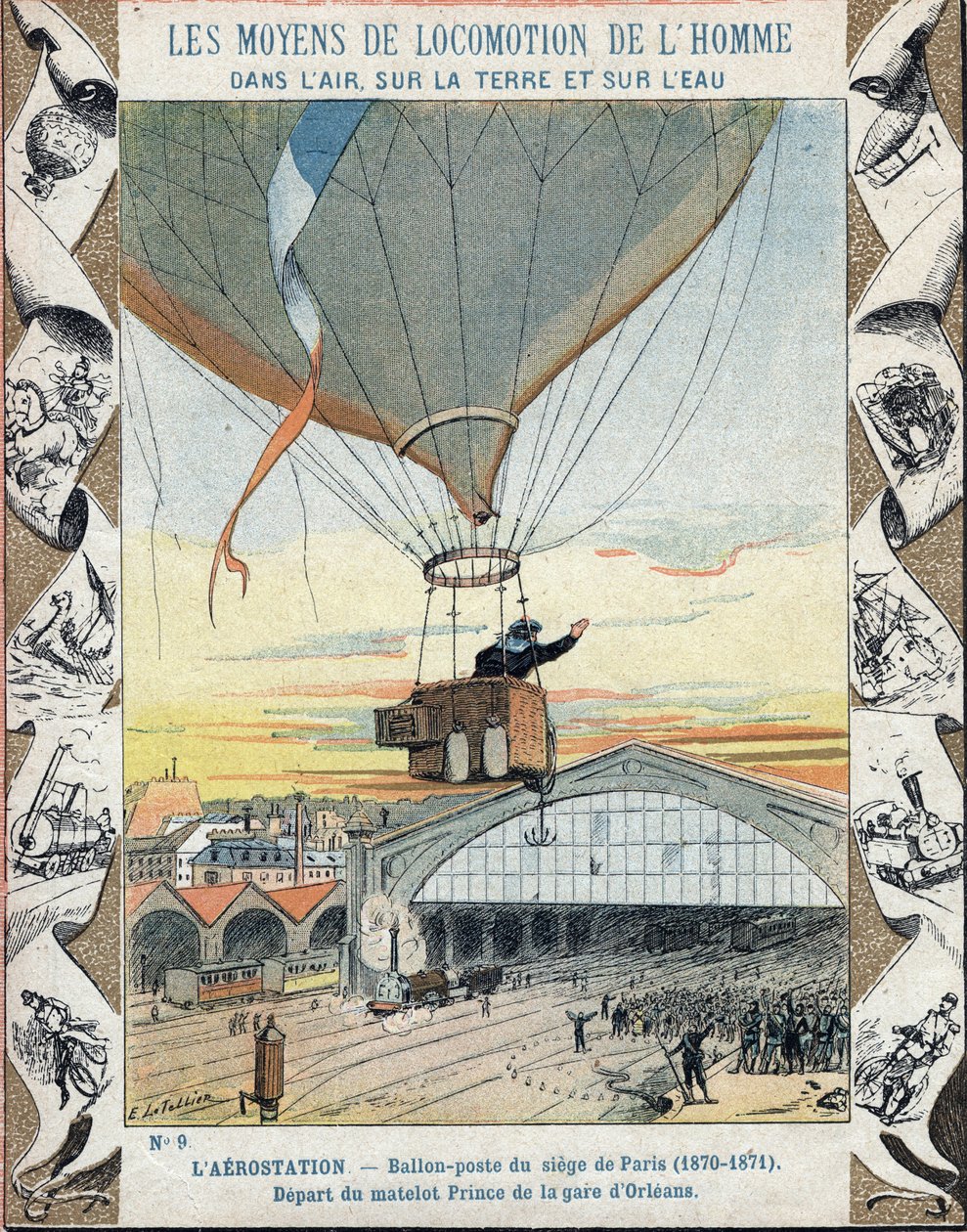 1870-es háború - Párizs ostroma: léggömboszlop - a tengerész herceg indulása a Gare d
