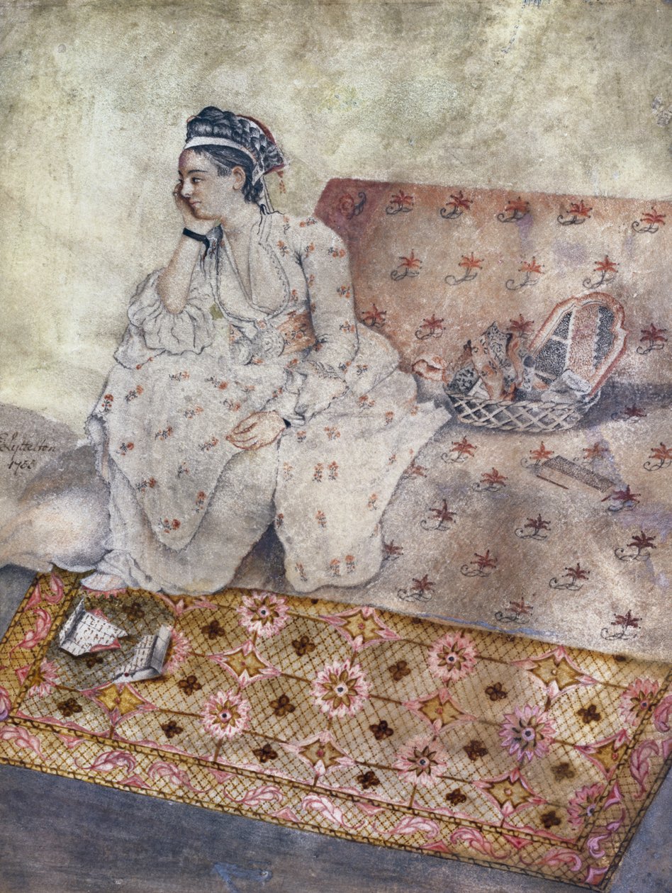 Mary Gunning, Coventry grófnő portréja, Jean-Etiene Liotard rajza alapján, 1755 (wc papíron) alkotó: E. Lyttleton