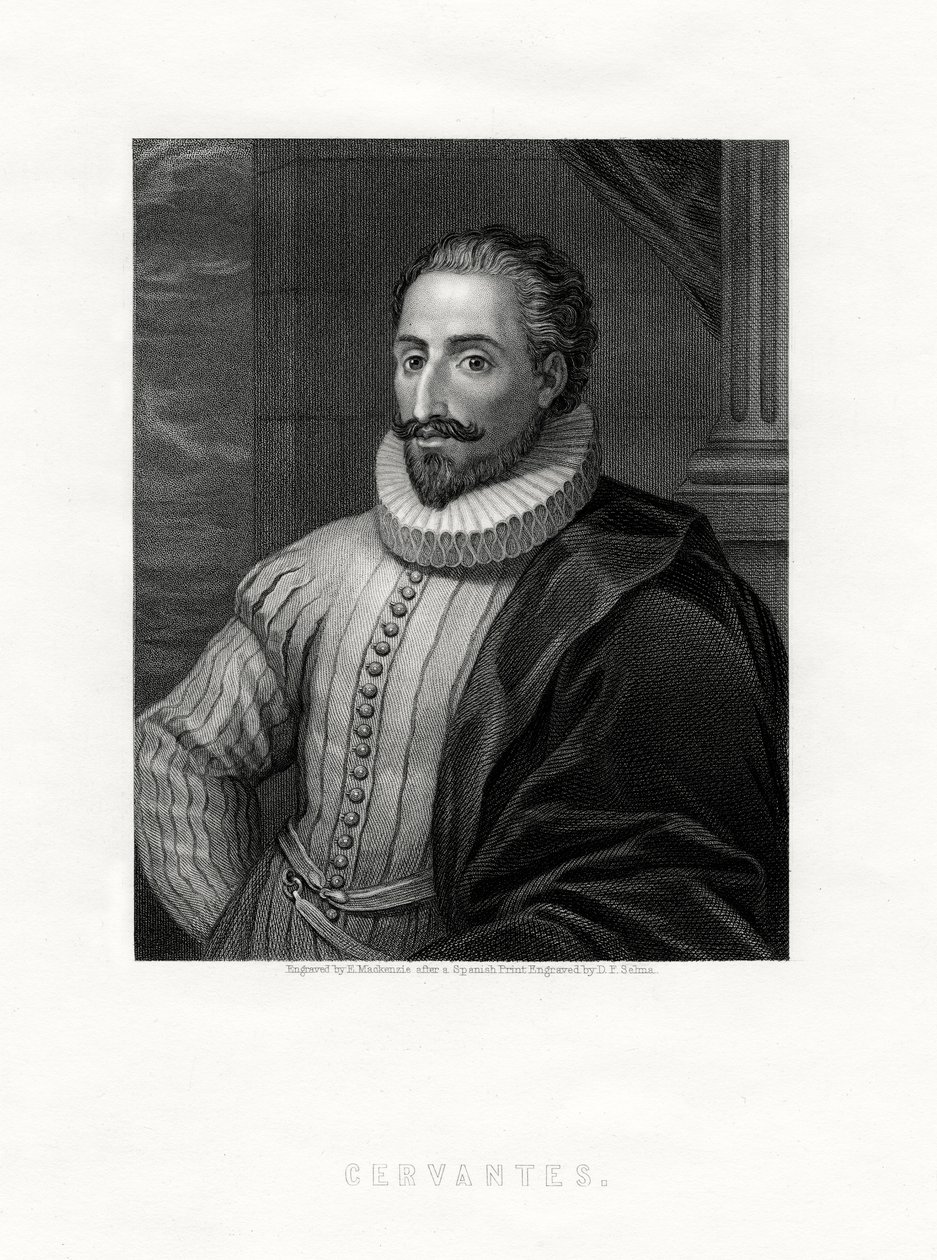 Miguel de Cervantes spanyol regényíró, költő és drámaíró, XIX alkotó: E. Mackenzie