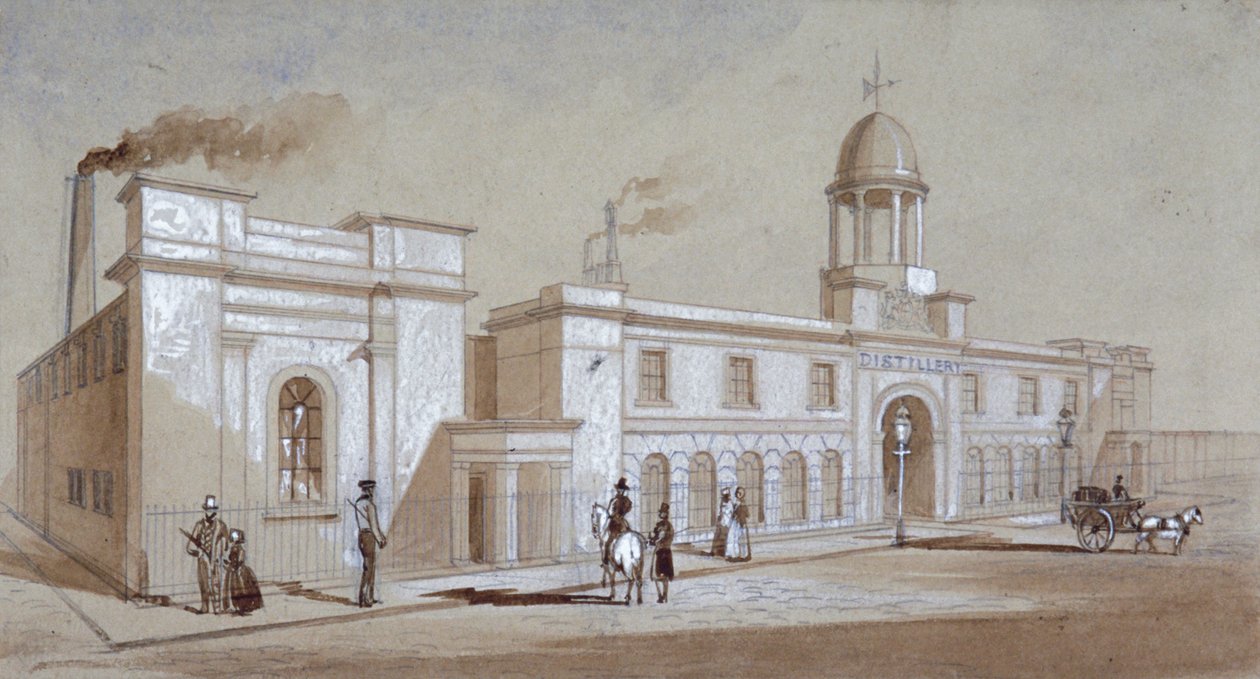 Kilátás Grimble and Booth lepárlójára az Albany Streeten, St Pancras, London, 1830 alkotó: E Noyce