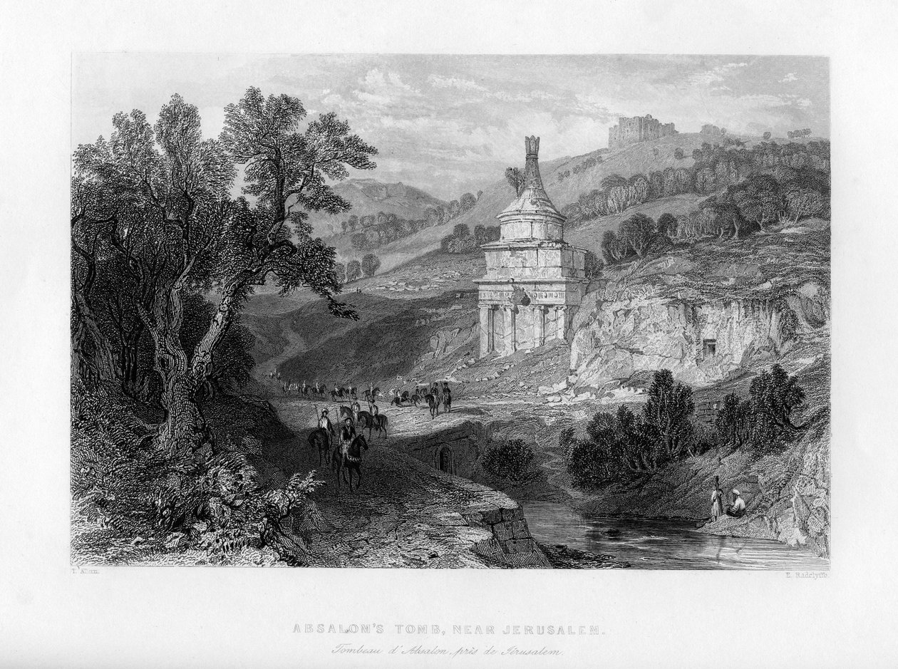Absaloms sírja, Jeruzsálem közelében, Izrael, 1841. alkotó: E. Redclyffe