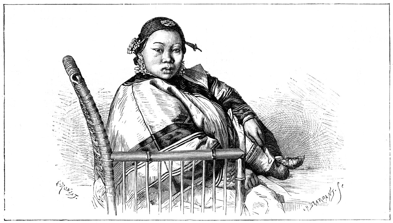 Kötözött lábú nő, Kína, 19. század alkotó: Etienne Antoine Eugene Ronjat