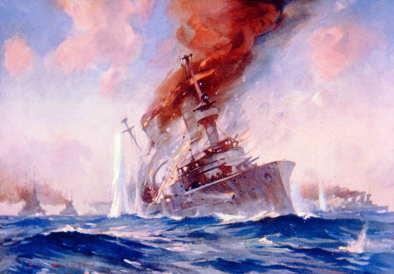 Falklandi csata: A Scharnhorst elsüllyedése alkotó: E. S. (after) Hodgson