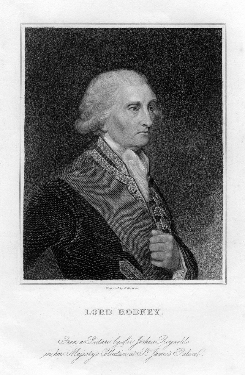 George Brydges Rodney admirális 1719-1792, Rodney 1. báró, 19. század. alkotó: E. Scriven