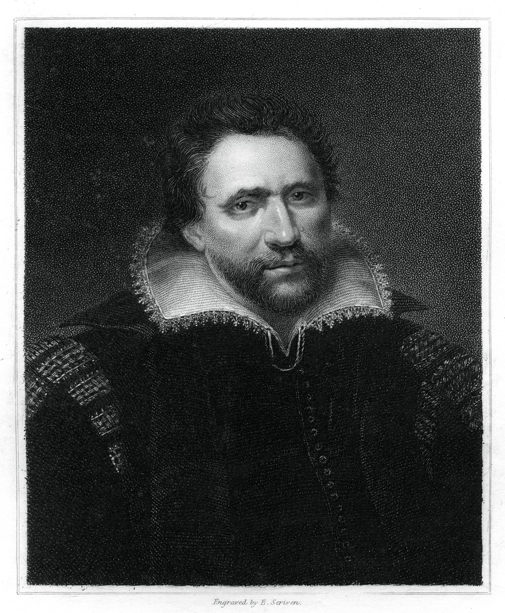 Benjamin Jonson angol reneszánsz drámaíró, költő és színész, 1834. alkotó: E. Scriven