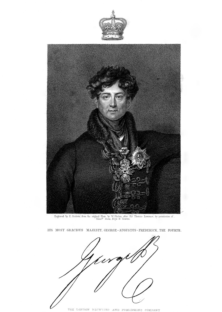 IV. György, Nagy-Britannia és Írország, valamint Hannover királya, 19. század. alkotó: E. Scriven