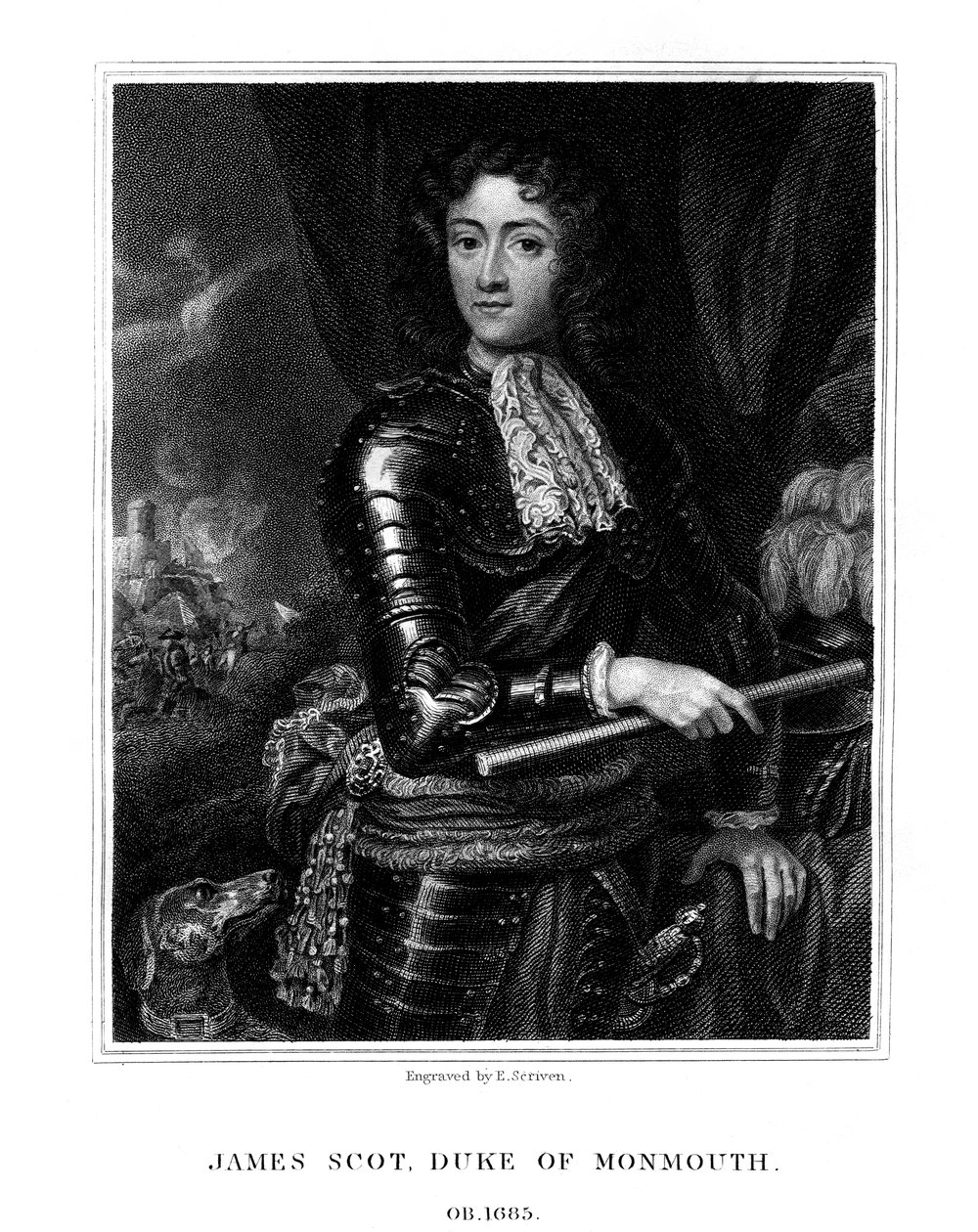 James Scott, Monmouth első hercege, akit egyesek Anglia II. Jakabként ismernek el, 1826. alkotó: E. Scriven