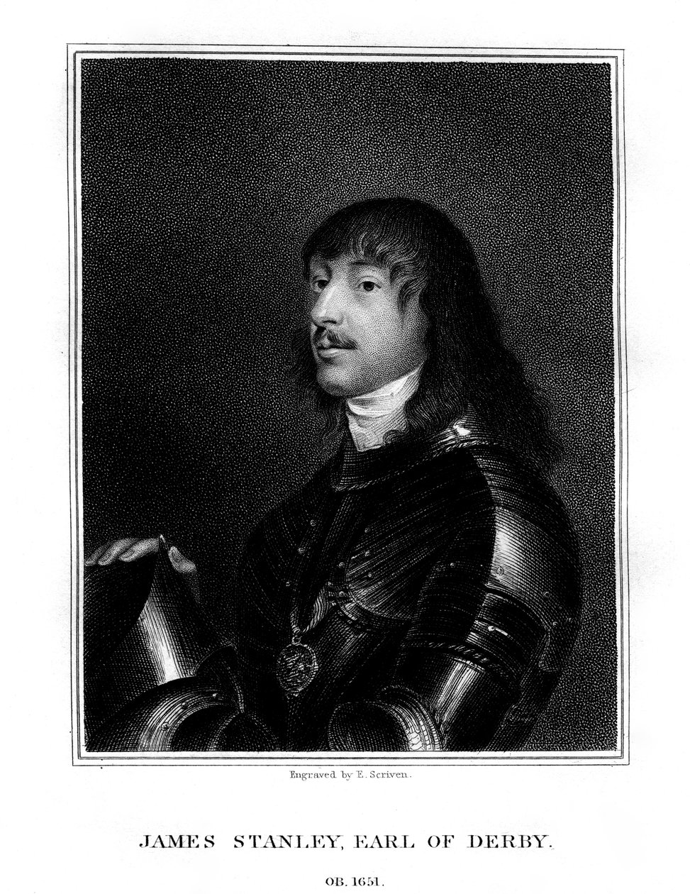 James Stanley, Derby 7. grófja, a Royalist támogatója, 1824. alkotó: E. Scriven