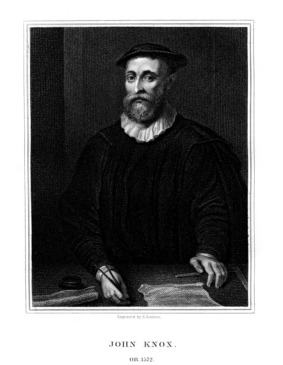 John Knox, skót vallási reformátor, 1825. alkotó: E. Scriven