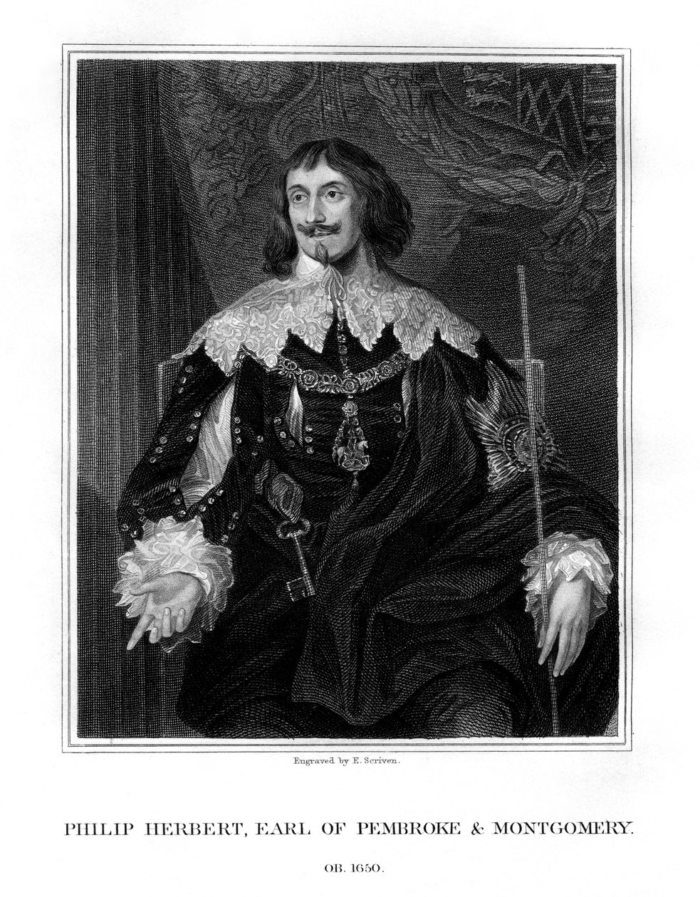 Philip Herbert, Pembroke 4. grófja, udvaronc és politikus, 1828. alkotó: E. Scriven