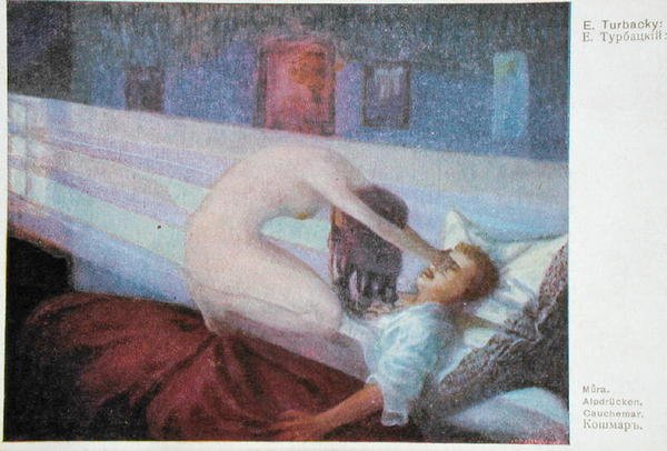 A rémálom, 1910 körül (színes litó) alkotó: E. Turbacky