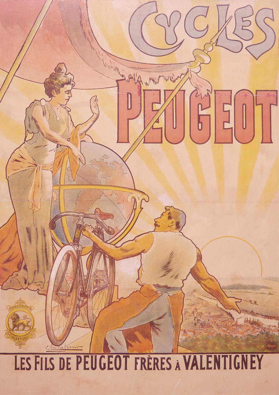 Peugeot kerékpárokat reklámozó plakát, 19. század vége-XX. század eleje alkotó: E Vavasseur