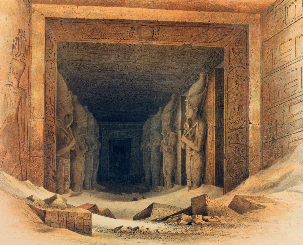 "Abou Simbel templomának belseje", Egyiptom, 1842-1845 alkotó: E Weidenbach