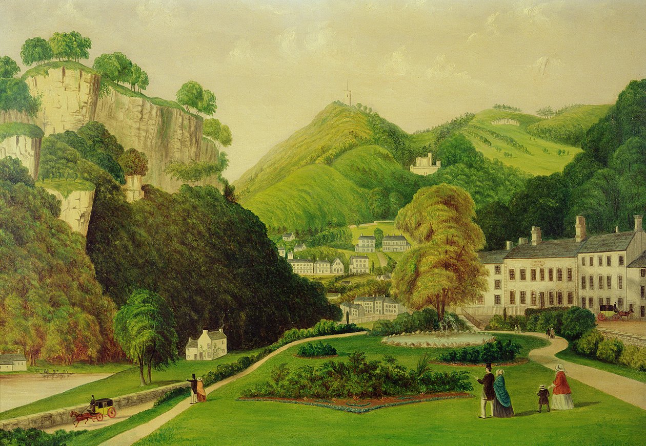 Matlock fürdő a Bath Hotel területéről, 1895 alkotó: E. Wray