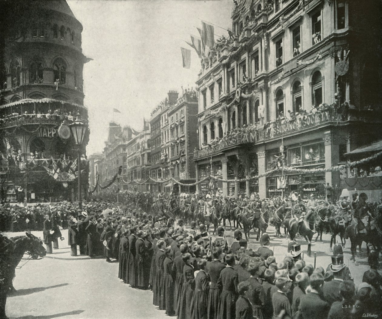Királyi körmenet: Cheapside keleti végének elhaladása, London, 1897 alkotó: E. and S. Woodbury