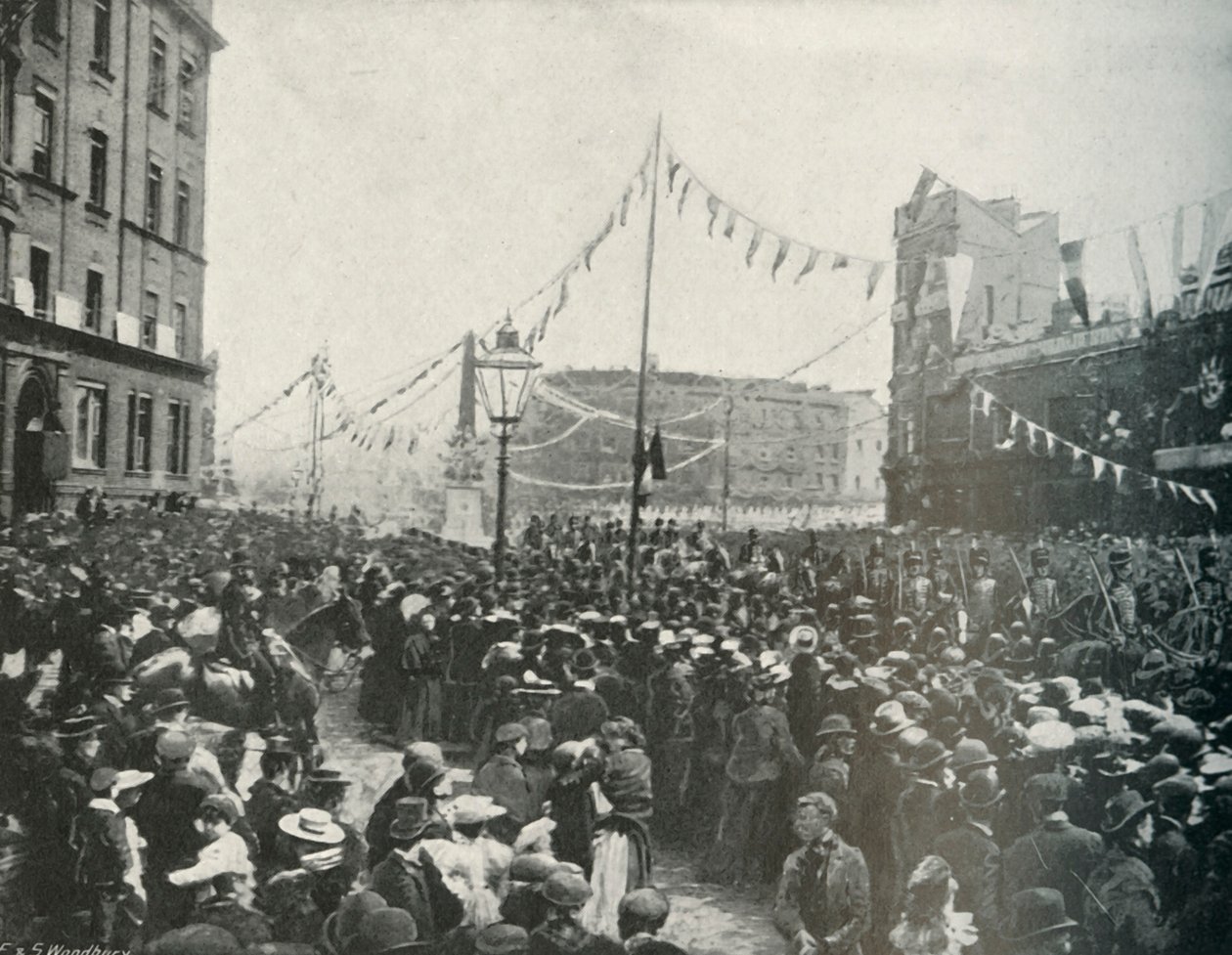 Királyi körmenet: A Királyi Ló Tüzérség elhaladva a St. Georges Circus mellett, Borough, 1897 alkotó: E. and S. Woodbury