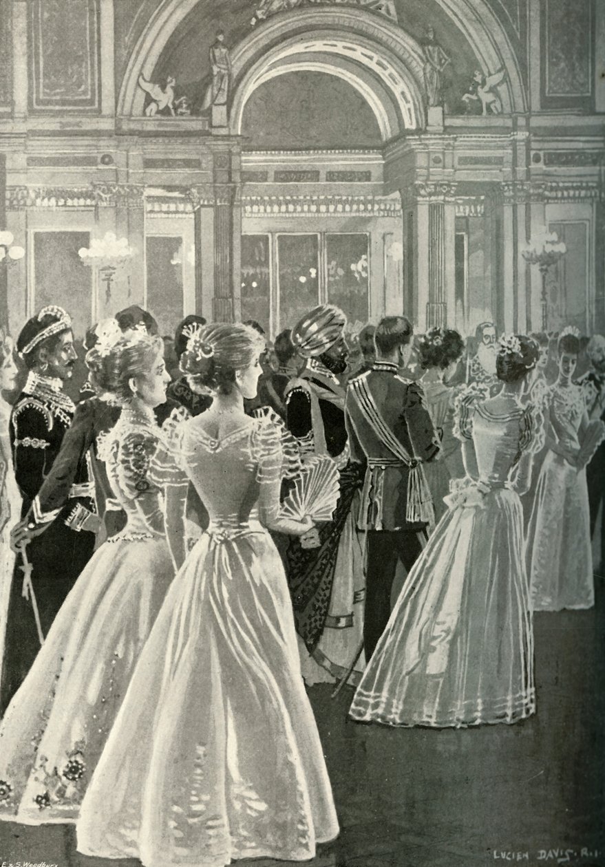 Állami fogadás a Buckingham-palotában: A walesi herceg és hercegnő bejárata, 1897 alkotó: E. and S. Woodbury