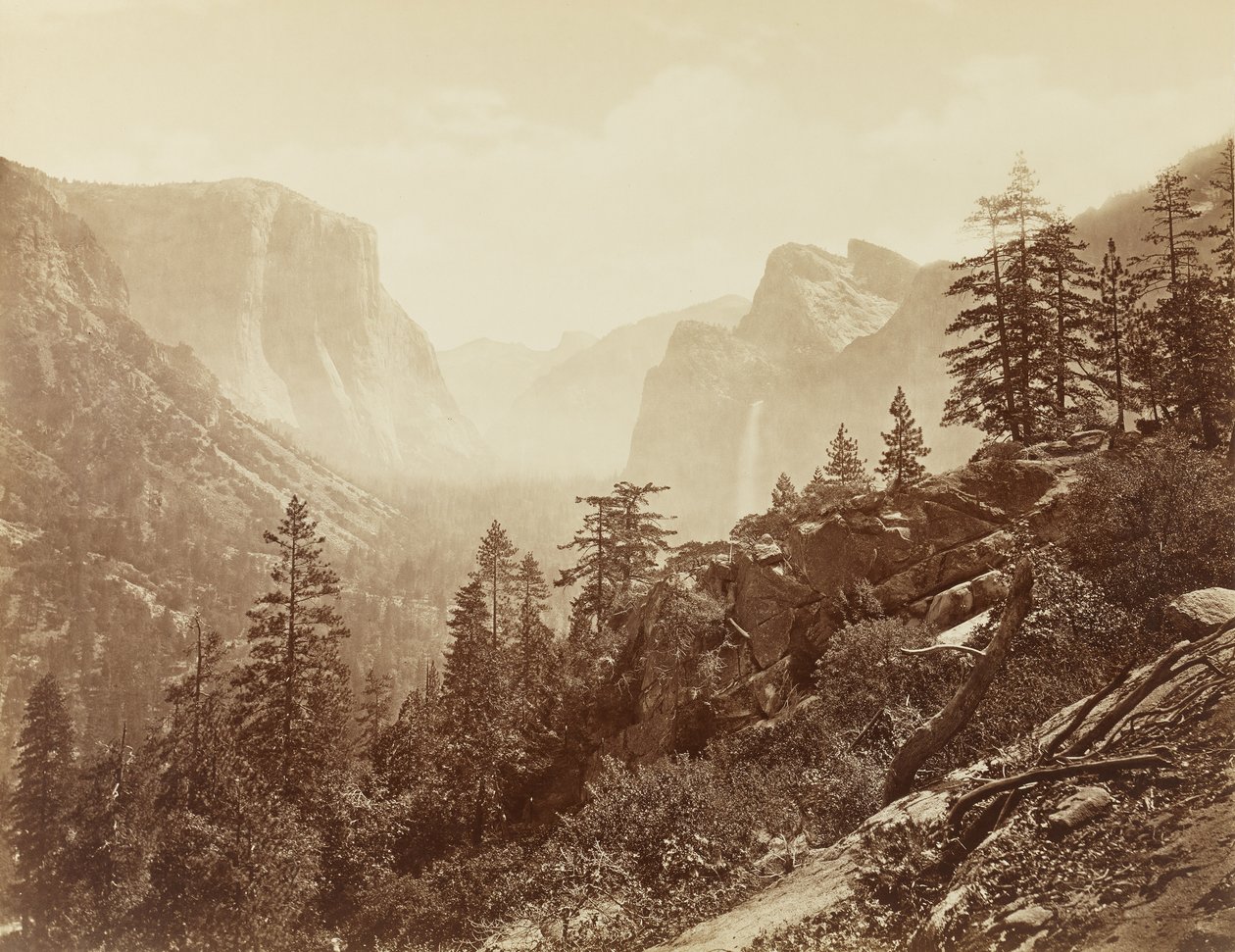 Yosemite völgye (kora reggel könnyű sziklából), 1872 (mamutlemez-albuminnyomat) alkotó: Eadweard Muybridge