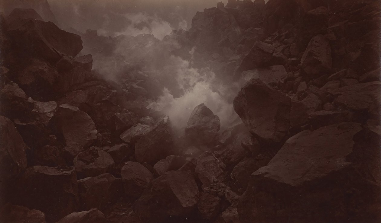 Vulkán krátere, Quetzaltenango-Guatemala, 1875. alkotó: Eadweard Muybridge